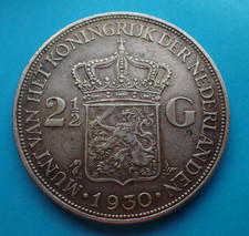 Netherlands, 2 1/2 Gulden 1930, 0.72 silver, see images.