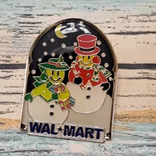 Walmart Associate Employee Pin - Christmas Snowmen Couple Family Holiday
