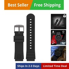 Watch Strap - 22mm Black PU Watch Band with Stainless Steel Buckle - Watch St...