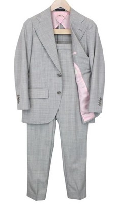 SUITSUPPLY La Spalla Herren Anzug UK34R Grau Slim 2-Teiler Melange Reine Wolle S120s *