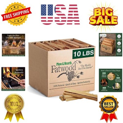 10 LBS Fatwood Fire Starter Sticks Organic Kindling, Easy Ignition Fat Wood, ...