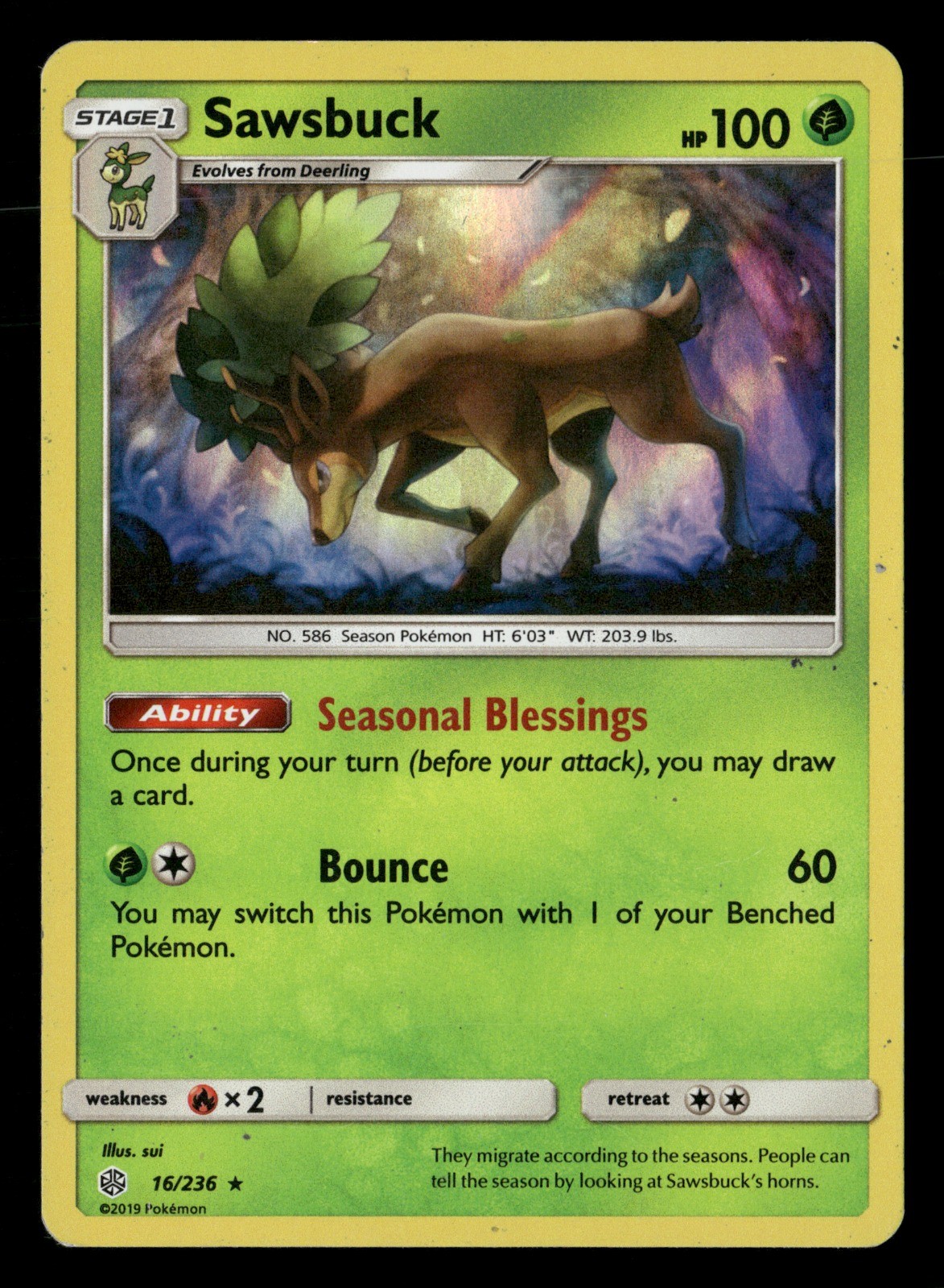 Sawsbuck Holo SM - Cosmic Eclipse 16/236 HP Pokémon TCG