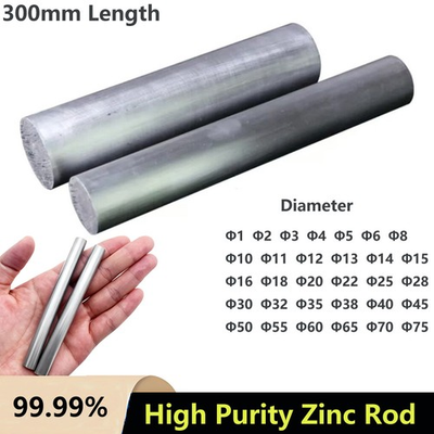 #ad 99.99% Zinc Rods Round Bar 300mm Length Anode Electroplating High Purity 1 75mm $603.63