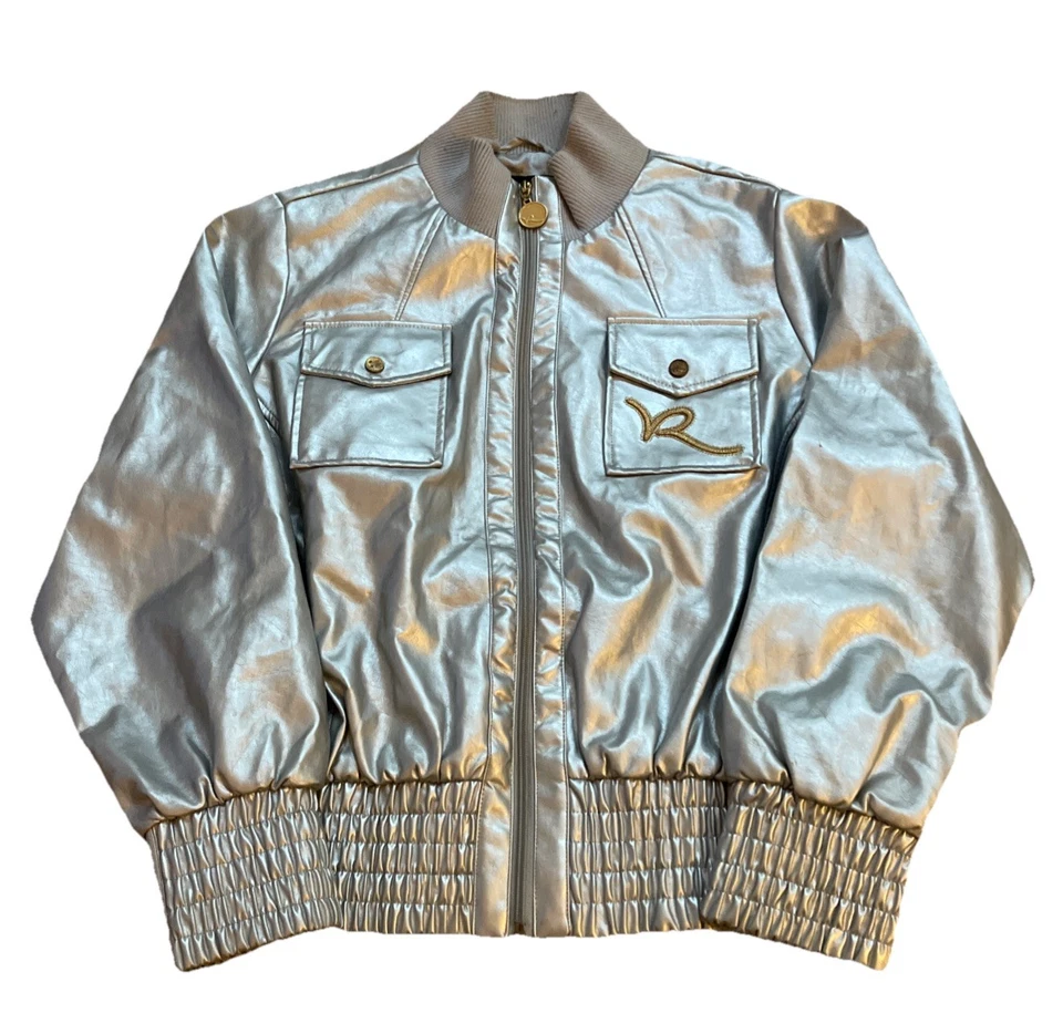 Jaquetas Bomber Femininas Vintage Rocawear Prata Couro Sintético Y2K Tamanho 1X - Imagem 2 de 4