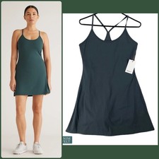 NEW Quince Ultra-Form Active Dress Forest Green Built-In Shorts Athletic Dress S