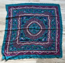 Vintage Glentex Scarf Flowers Blue Floral Print Japan 100 Acrylic