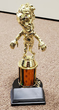 Halloween ZOMBIE trophy award, Best Costume, Scariest, Most Creative, 9.25" tall
