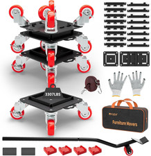 Furniture Dolly 5 Wheels Heavy Duty with Removable Side Guards,3307 Lbs Capacity
