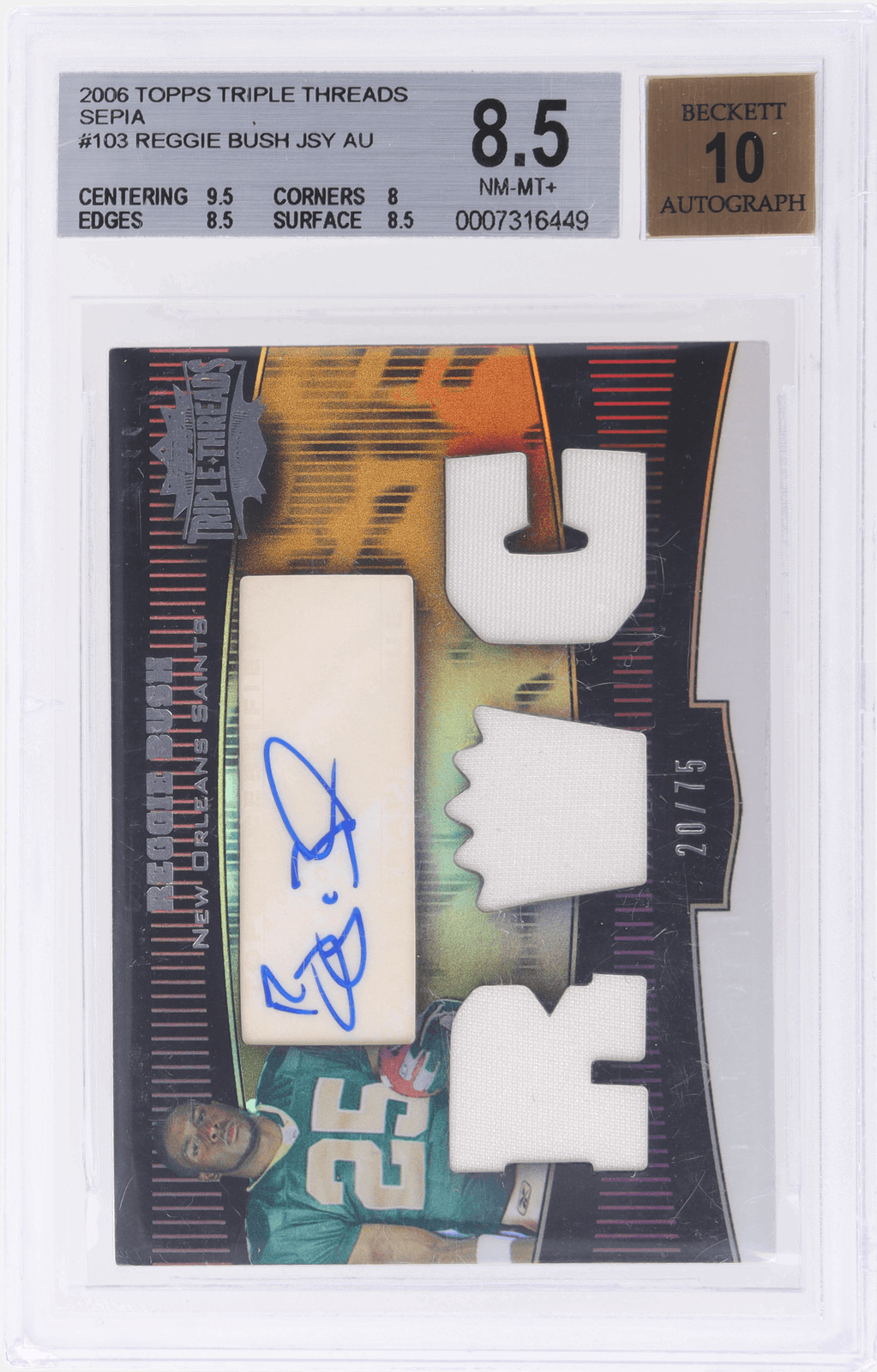 Reggie Bush Topps Triple Threads #103 Relic Autograph-Sepia