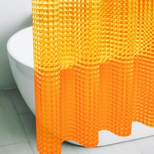 Orange 3D Crystal Plastic Shower Curtain Liner, 72x72 Inch Thin Lightweight