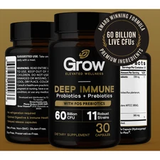 Grow MegaSporeBiotic Deep Immune Probiotics + Prebiotics with FOS, 60 Billion