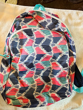 Kids Multicolor Geometric Zip Backpack Polyester School Travel Adjustable Straps
