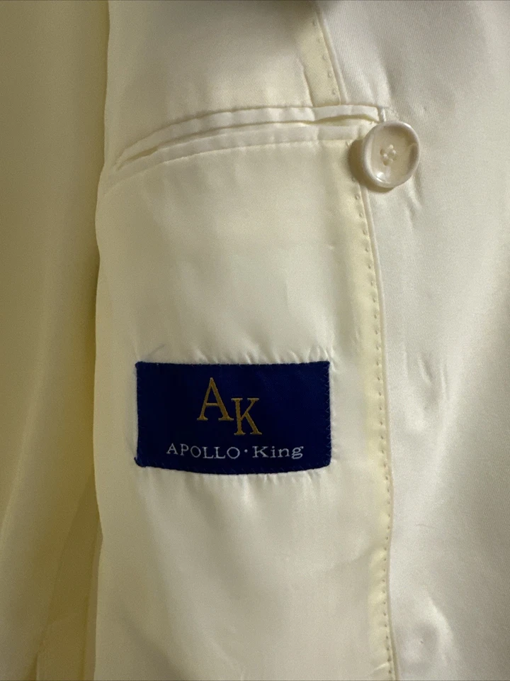 Apollo King 男式白色双排扣西装尺寸 54R /48R 二手状况完好,请参阅图片 — 第 2/4 张图片