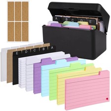 Karteikarten Set mit Indexbox, bunte Karteikarten, Ringe, Aufkleber