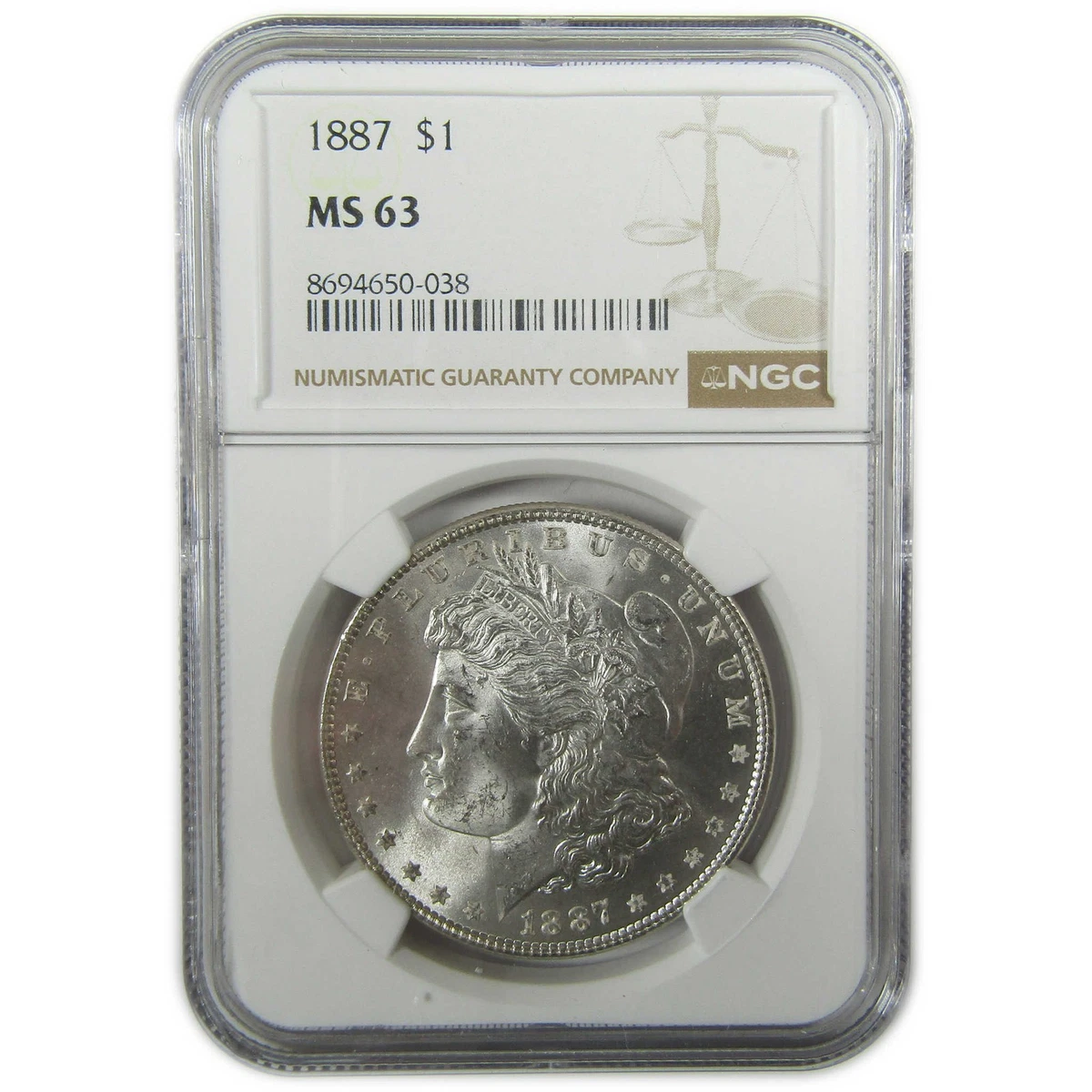 Philadelphia MS 63 Graded 1887 Year Morgan US Dollars (1878-1921