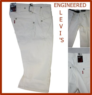 Bermuda Frau Jeans Levis Kurze Hosen Kurz Levi's Capri Baumwolle Weiß Xs