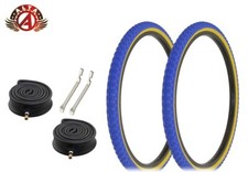 ALTA Bicycle DURABLE Tires 24" x 1.75" Blue/Gum Sidewall COMP III BMX 6PC SET.