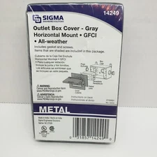 Sigma Electric Outlet Box Cover  Horizontal Mount  GFCI  All Weather Gray #14249