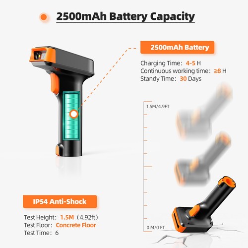 Eyoyo Wireless Barcode Scanner Bluetooth USB Wired 2D QR Cordless Reader for PC - Picture 4 of 17