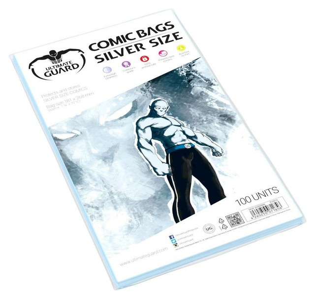 Ultimate Guard Fumetti Bags Argento Dimensioni (100) Copertura Comiczubehör Ultimate Guard Fumetti Bags Argento Dimensioni (100) Copertura Comiczubehör