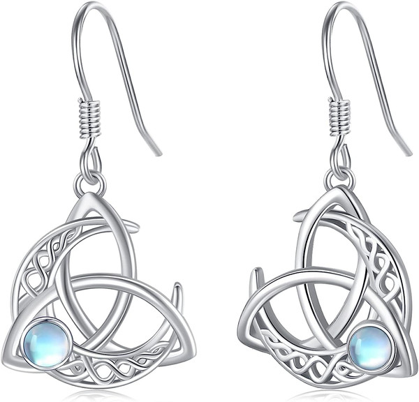 Keltische Mond Ohrringe 925 Sterling Silber Mondstein Mond Baumeln Ohrringe Kelt-image