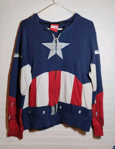 Marvel Mad Engine Captain America Men's Md Full Zip Hooded Mask Jacket Costume