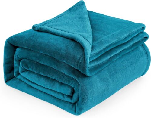 Bedsure Fleece Blanket Queen Blanket Teal - Bed Blanket Soft Lightweight Plush