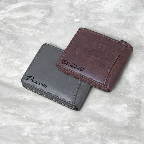 Personalised RFID Blocking Full Zip Around Luxury Leather Wallet, Gift for Him