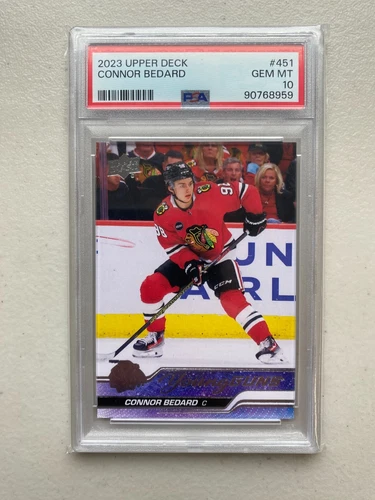 2023 UPPER DECK Connor Bedard #451 Young Guns Blackhawks RC Rookie PSA 10