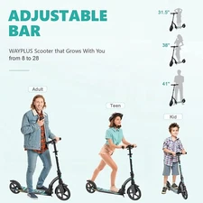WAYPLUS Kick Scooter for Teens & Adults. Max Load 240 LBS. Foldable, Lightweight