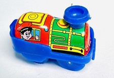 VINTAGE LITHO TIN TOY WIND-UP FRICTION TRAIN ENGINE SMALL METAL TOY WORKS JAPAN