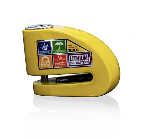 Xena Xx6 Disc Lock 120db Alarm Motorcycle Security 6mm Pin Yellow