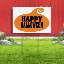 PUMPKIN HAPPY HALLOWEEN Yard Sign w Stand LAWN SIGN