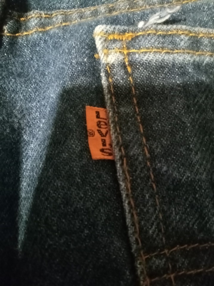 Vintage 80s-90'S Levi's 20505-0217 Orange Tab Tapered Denim Pants, Made in USA, Men's Size 34 cotton blue type Vintage Second Hand