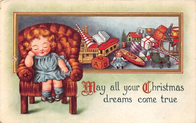 May All Your Christmas Dreams Come True Antique Embossed Whitney c1910 Postcard