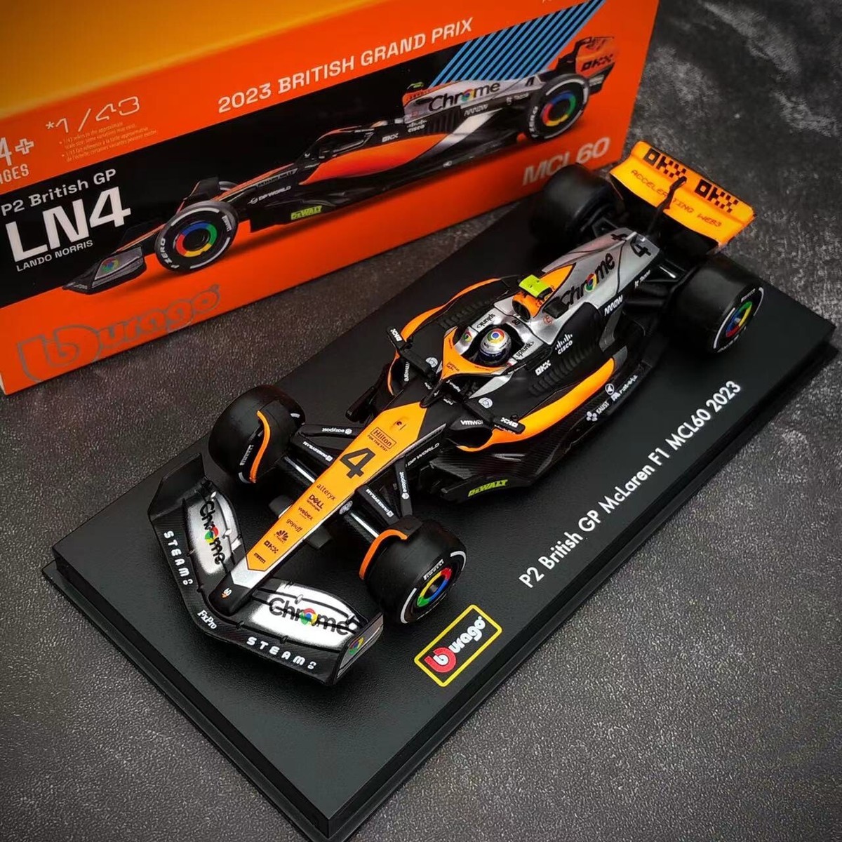 Bburago 1/43 McLaren F1 Team MCL60 2ND place GP British 2023
