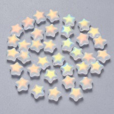 Glass Star Beads White Frosted AB Small 8mm 50pcs