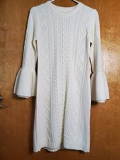 Sweater Dress Cable knit Eliza J Womens Small White Bell Sleeves