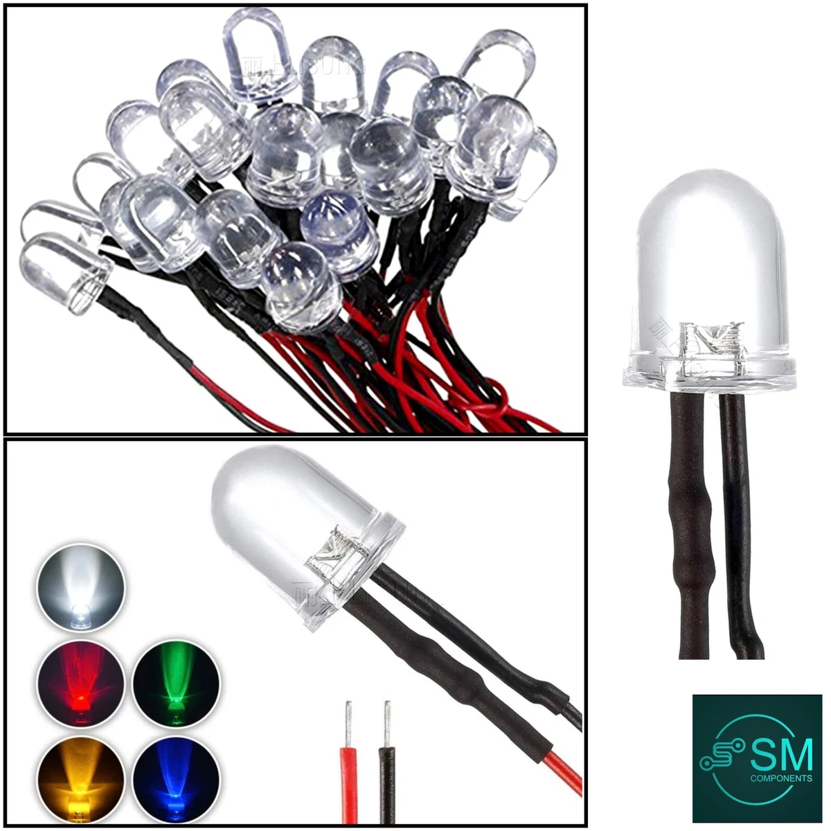 10PCS 10mm LED Prewired Light Emitting Diode LED Single Colour