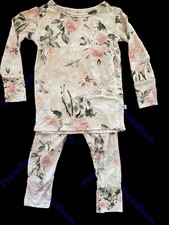 Posh Peanut EUC Blush Floral Print Bamboo Top  Pants-12-18Mos