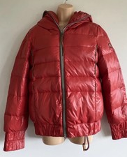 Replay Womens Down Jacket Red Hooded Puffer Padded Full Zip Padded Ladies Sz M