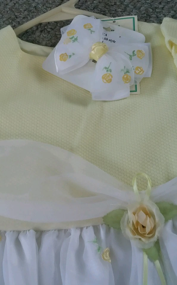 Hermoso VESTIDO Barrett NIÑAS Peaches n Cream NUEVO Talla 5 Alto Amarillo ¡NUEVO LINDO! Foto 4 de 4