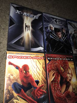 9 Superhero DVDs X-men X2 Last Stand Spider-man Dark Knight Batman