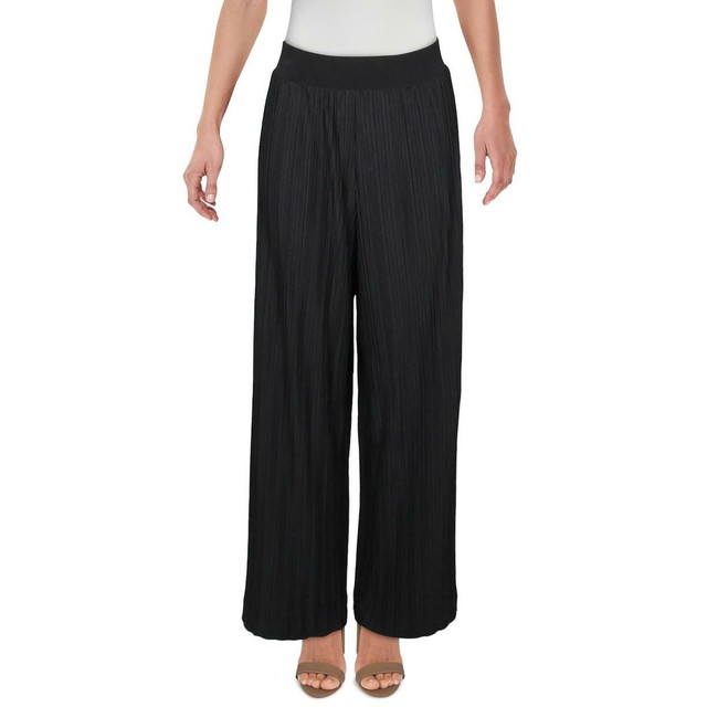 Spring and summer new folding fold wide leg seven points pants thin vertical pattern pressure 