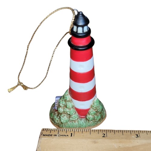 Lefton Assateague Lighthouse Ornament 1994 Christmas 01433 Red White Black - Picture 15 of 20