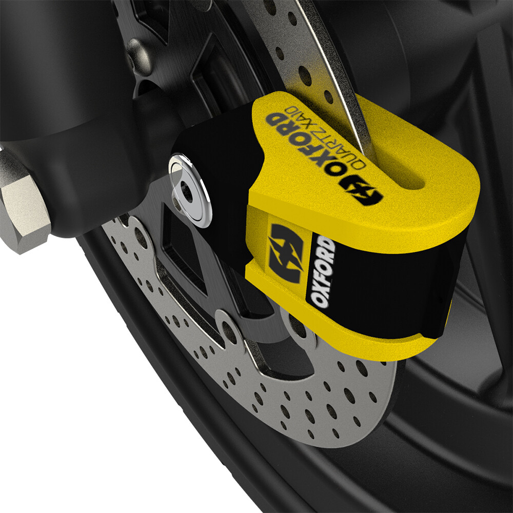 Oxford Quartz XA10 Alarm Motorcycle Motorbike Disc Lock Yellow Black LK216