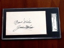 ZACK WHEAT BATTING CHAMP ROBINS DODGERS HOF SIGNED AUTO INDEX CARD SGC BEAUTY