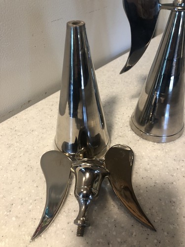 Vintage Solid Brass W Silver Overlay Angel Candlesticks Set of 2 - Picture 2 of 5