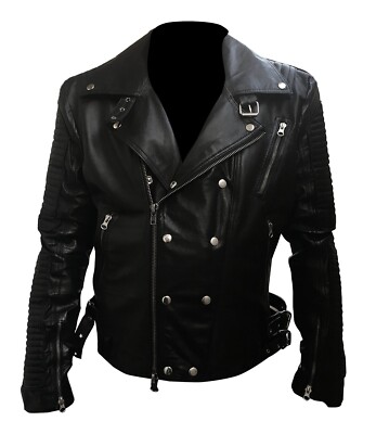 Mens Suicide Squad Joker Jared Letos Motorcycle Biker Black Leather Jacket