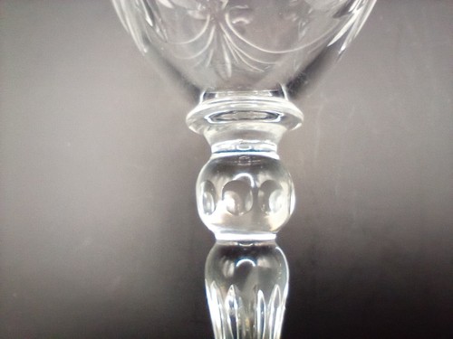 SET OF 2 WEBB CORBETT Floral INTAGLIO Crystal Stemmed Water Goblets Signed - Picture 10 of 16